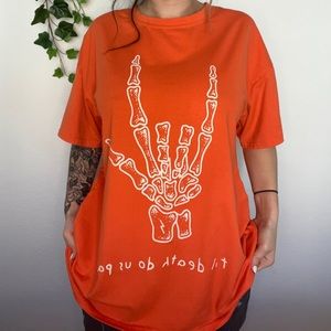 Skeleton Hand T Shirt Orange